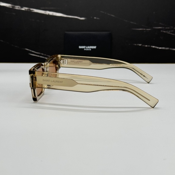 NEW SL 572 006 YELLOW BROWN SL572 006 SQUARE WOMEN SUNGLASSES SAINT LAURENT - Picture 6 of 11